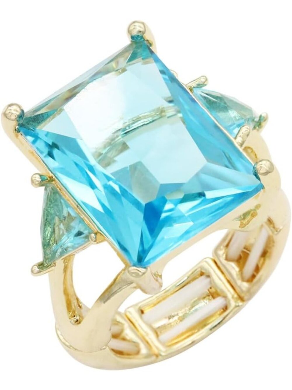 Bold Radiant CZ Stone Stretch Rings for Women, Sizes 7-9, Statement Jewelry